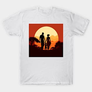 African Mom and Dad with Child African Family T-Shirt